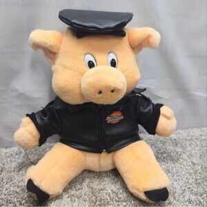 Vintage Harley Davidson Hog Plush 1993 Biker Pig Stuffed Animal‎  Leather Jacket